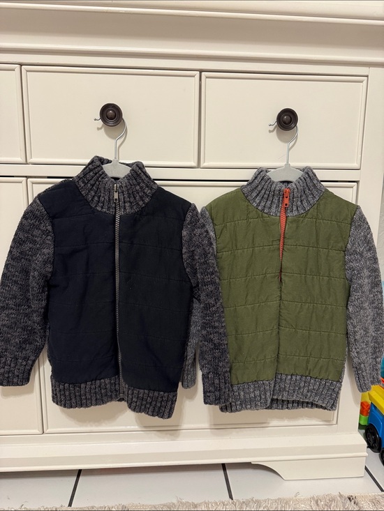 Cat & Jack Other - Cat & Jack Quilted Knit Zip Sweater Jacket - Olive & Charcoal
